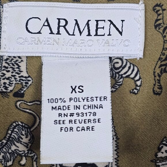 Women Designer Antique Revival Cat Gold Business Casual CarmenMarcValvo Shirt XS - Picture 9 of 9